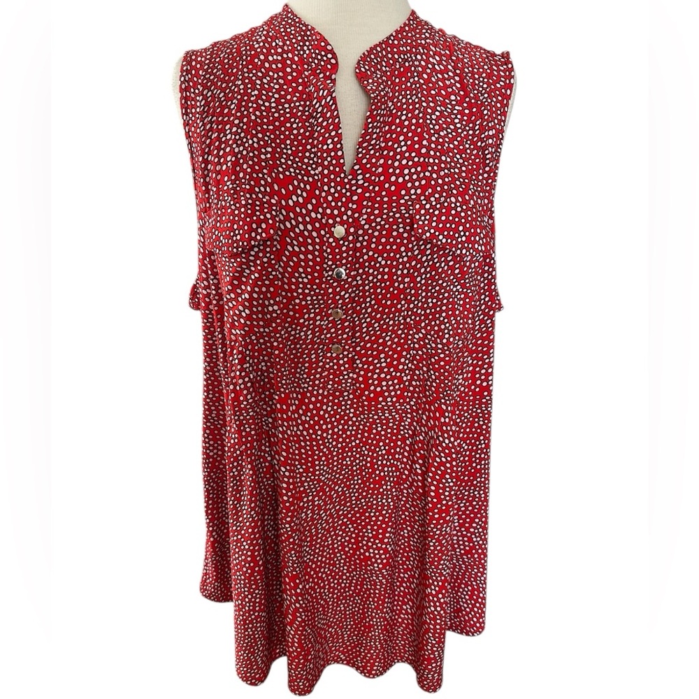 COCOMO 2X Red White Plus Size Sleeveless women's Blouse top tuni…